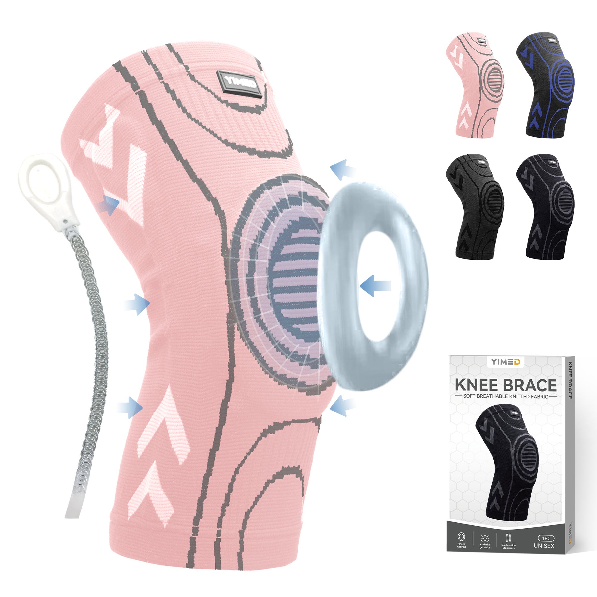 YIMED Pink Knee Brace For Knee Pain Adjustable Knee Sleeve With Side yimed-pink-knee-brace-for-knee-pain-adjustable-knee-sleeve-with-side